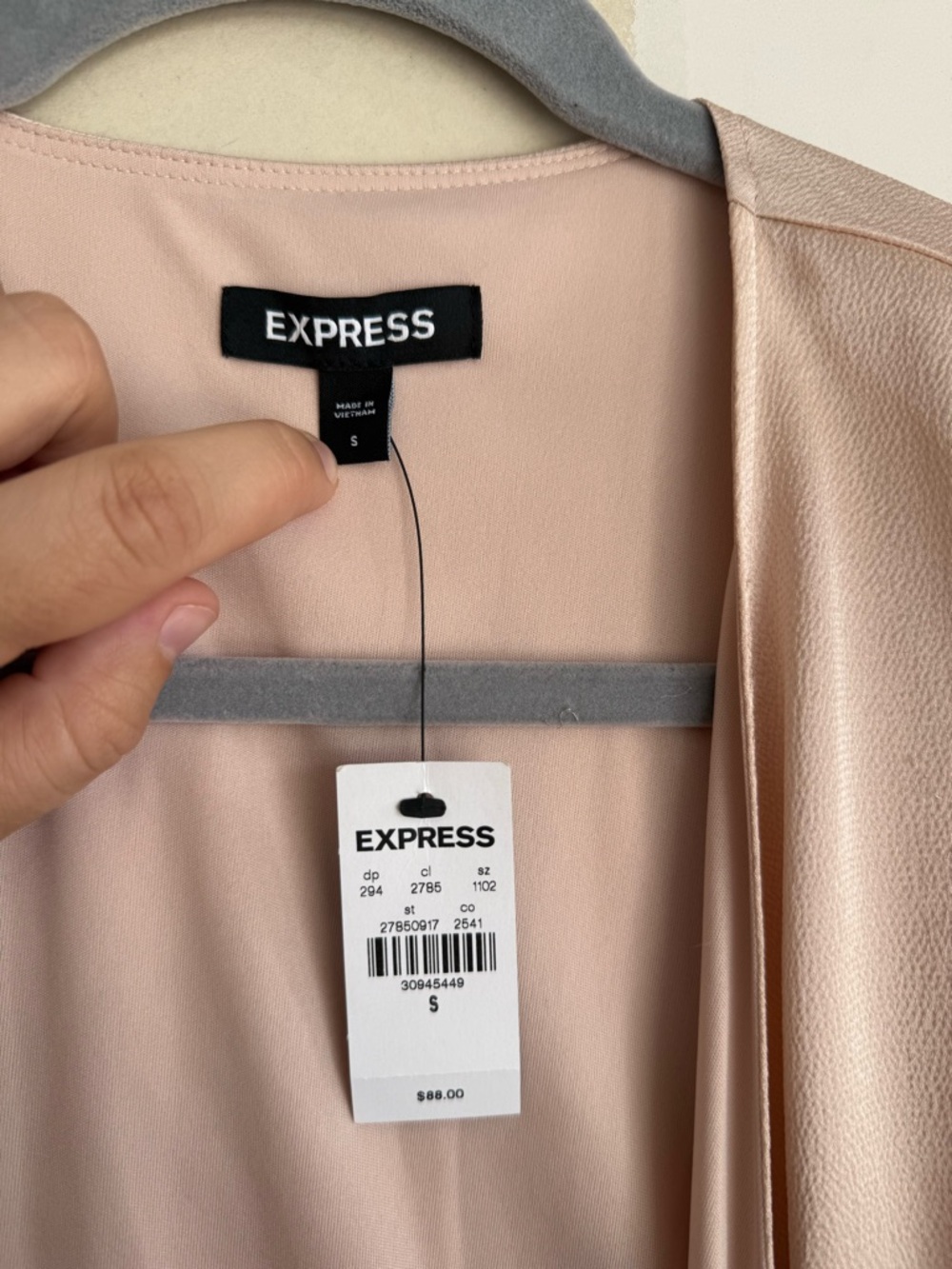 Express Blush Pink Wrap Maxi Dress with Puff Sleeves - Picture 2 of 6